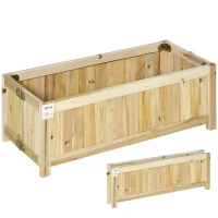 Outsunny Foldable Raised Garden Bed, Wooden Planter Box, Herb Garden Planter with Drainage Holes, for Backyard, Patio to Grow Vegetables, Herbs, and Flowers, 27.6" x 11.6" x 9.8"(m-11)