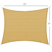 Outsunny 16' x 20' Sun Shade Sail Canopy Outdoor Shade Sail Cloth for Patio Deck Yard with D-Rings and Rope Included, Sand(m-3)