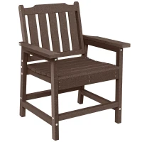 Outsunny All-Weather Patio Chair, HDPE Patio Dining Chair, Heavy Duty Wood-Like Outdoor Furniture for Garden, Backyard, Deck, Porch, Lawn, Brown(m-1)