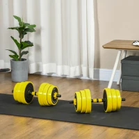 Soozier Dumbbell & Barbell Adjustable Set 66lbs Plate Bar Clamp Rod for Strength Training, Full Body Workout, Muscle Building Home Gym Sports Area Exercise Ergonomic(m-8)