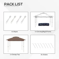 Outsunny 12' x 12' Pop Up Canopy Tent with Netting and Carry Bag, Instant Sun Shelter with 137 sq.ft Shade, Tents for Parties, Height Adjustable, for Outdoor, Garden, Patio, Khaki(m-5)