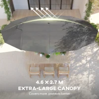 Outsunny Extra Large 15 ft Patio Umbrella, Double-Sided Wide Outdoor Umbrella with Crank Handle and Air Vents for Backyard, Deck, Pool, Market, Gray(m-4)