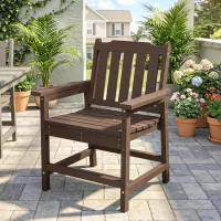 Outsunny All-Weather Patio Chair, HDPE Patio Dining Chair, Heavy Duty Wood-Like Outdoor Furniture for Garden, Backyard, Deck, Porch, Lawn, Brown(m-10)