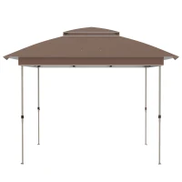 Outsunny 12' x 12' Pop Up Canopy Tent with Netting and Carry Bag, Instant Sun Shelter with 137 sq.ft Shade, Tents for Parties, Height Adjustable, for Outdoor, Garden, Patio, Khaki(m-9)