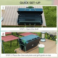 Outsunny Metal Suitable-Style Portable BBQ Grill - Black(m-5)