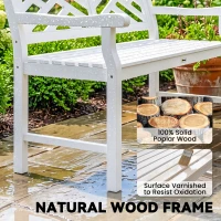 Outsunny Outdoor Garden Bench, Wooden Frame Patio Bench with Geometric Pattern, 43.25 Inch Weatherproof 2-Person Love Seat for Garden, Lawn, Porch, Yard, Work Entryway, White(m-4)