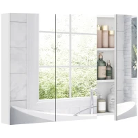 HOMCOM Three-Mirror Bathroom Medicine Storage Cabinet - White(m-9)