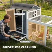 PawHut 118"L Chicken Coop, Large Wooden Hen House with Run, Pull-Out Tray, Waterproof Roof, Nesting Box, Swing, Roosting Bars(m-6)