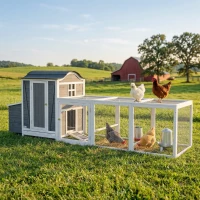 PawHut 118"L Chicken Coop, Large Wooden Hen House with Run, Pull-Out Tray, Waterproof Roof, Nesting Box, Swing, Roosting Bars(m-8)