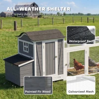 PawHut 118"L Chicken Coop, Large Wooden Hen House with Run, Pull-Out Tray, Waterproof Roof, Nesting Box, Swing, Roosting Bars(m-5)
