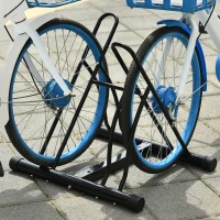 Soozier Bike Rack Floor Stand, 2 Bike Direction Adjustable Bicycle Park for Garage, Free Standing Storage(m-2)