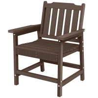 Outsunny All-Weather Patio Chair, HDPE Patio Dining Chair, Heavy Duty Wood-Like Outdoor Furniture for Garden, Backyard, Deck, Porch, Lawn, Brown(m-11)