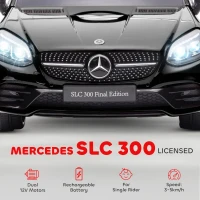 Aosom Mercedes SLC 300 Licensed 12V Ride On Car for Kids with Remote Control, 2 Speeds, Battery Powered Kids Electric Car with Music, Lights, Suspension for 3-6 Years Old, Black(m-4)