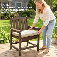 Outsunny All-Weather Patio Chair, HDPE Patio Dining Chair, Heavy Duty Wood-Like Outdoor Furniture for Garden, Backyard, Deck, Porch, Lawn, Brown(m-6)