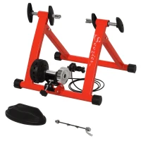 Soozier Bike Trainer Magnetic Bicycle Stand Indoor Exerciser w/ Quick Release Skewer, 5 Levels Resistance, Red(m-2)