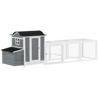 PawHut 118"L Chicken Coop, Large Wooden Hen House with Run, Pull-Out Tray, Waterproof Roof, Nesting Box, Swing, Roosting Bars(m-2)