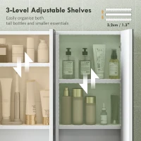 HOMCOM Three-Mirror Bathroom Medicine Storage Cabinet - White(m-5)