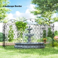 Outsunny Garden Fence, 4 Pack Steel Fence Panels, 11.5' L x 43" H, Rust-Resistant Decorative Border Flower Edging for Yard, Landscape, Patio, Outdoor Decor, Wavey Vines(m-7)