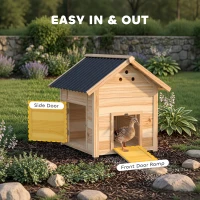 PawHut Duck Coop, Wooden Duck House with Openable Roof & Double Doors, Natural Wood(m-5)