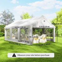 Outsunny 20' x 13' Party Tent, Heavy Duty Gazebo Canopy with Windows, Outdoor Party Wedding Tent with 4 Removable Sidewalls White(m-3)