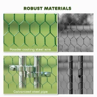 PawHut Large Metal Chicken Run with Waterproof & UV-Resistant Cover, Feeding Door, Hanging Feeder, Perch, for 24-30 Chickens(m-7)