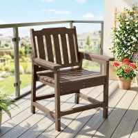 Outsunny All-Weather Patio Chair, HDPE Patio Dining Chair, Heavy Duty Wood-Like Outdoor Furniture for Garden, Backyard, Deck, Porch, Lawn, Brown(m-2)