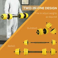 Soozier Dumbbell & Barbell Adjustable Set 66lbs Plate Bar Clamp Rod for Strength Training, Full Body Workout, Muscle Building Home Gym Sports Area Exercise Ergonomic(m-4)