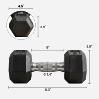 Soozier 2 x 15lbs Hex Dumbbell Set of 2, Rubber Weights Exercise Fitness Dumbbell with Non-Slip Handles, Anti-roll, for Women or Men Home Gym Workout, Black(m-3)