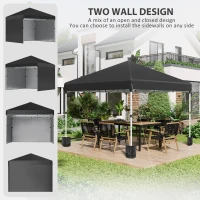 Outsunny 10' x 10' Pop Up Canopy Tent with 3 Sidewalls, Leg Weight Bags and Carry Bag, Height Adjustable, Instant Party Tent Event Shelter Gazebo for Garden, Patio, Black(m-4)