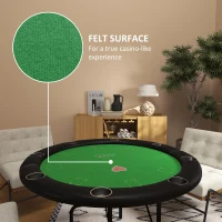 Soozier Poker Table Foldable 47" Round Casino Folding Game Table for 8 Players with Cup Holders, Green(m-5)