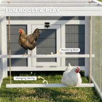 PawHut 118"L Chicken Coop, Large Wooden Hen House with Run, Pull-Out Tray, Waterproof Roof, Nesting Box, Swing, Roosting Bars(m-7)