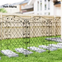 Outsunny Garden Fence, 4 Pack Steel Fence Panels, 11.5' L x 43" H, Rust-Resistant Decorative Border Flower Edging for Yard, Landscape, Patio, Outdoor Decor, Wavey Vines(m-9)