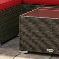 Outsunny 3 Pieces Patio Furniture Set with Cushions, Outdoor PE Rattan Wicker Conversation Corner Sofa Set with Glass Top Table(m-10)