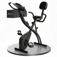 Soozier 3 in 1 Folding Exercise Bike, Foldable Stationary Bike with 8-Level Magnetic Resistance, Adjustable Seat, Black(m-3)