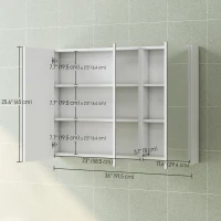 HOMCOM Three-Mirror Bathroom Medicine Storage Cabinet - White(m-3)
