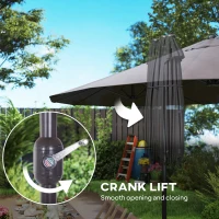 Outsunny Extra Large 15 ft Patio Umbrella, Double-Sided Wide Outdoor Umbrella with Crank Handle and Air Vents for Backyard, Deck, Pool, Market, Gray(m-7)