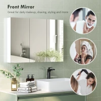 HOMCOM Three-Mirror Bathroom Medicine Storage Cabinet - White(m-6)