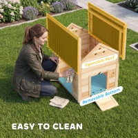 PawHut Duck Coop, Wooden Duck House with Openable Roof & Double Doors, Natural Wood(m-4)