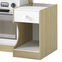 Qaba Kids Kitchen Playset, 2-in-1 Convertible Table and Chair Set with Sink, Oven, Microwave, Accessories for 3-8(m-12)