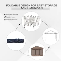Outsunny 12' x 12' Pop Up Canopy Tent with Netting and Carry Bag, Instant Sun Shelter with 137 sq.ft Shade, Tents for Parties, Height Adjustable, for Outdoor, Garden, Patio, Khaki(m-6)