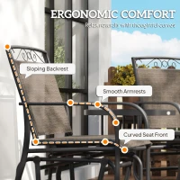 Outsunny Outdoor Glider Chairs with Coffee Table, Patio 2-Seat Rocking Chair Swing with Breathable Sling for Backyard, Garden and Porch, Brown(m-7)