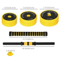 Soozier Dumbbell & Barbell Adjustable Set 55lbs Plate Bar Clamp Rod for Strength Training, Full Body Workout, Muscle Building Home Gym Sports Area Exercise Ergonomic(m-3)