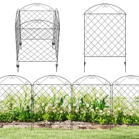 Outsunny Garden Fence, 4 Pack Steel Fence Panels, 11.5' L x 43" H, Rust-Resistant Decorative Border Flower Edging for Yard, Landscape, Patio, Outdoor Decor, Curved Vines(m-1)