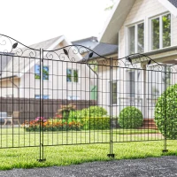 Outsunny Garden Fence, 4 Pack, 44 in(H) x 12 ft(L) Folding Garden Fence Border, No Dig Ground Stake Metal Fence Panels for Outdoor Patio Yard Landscape(m-2)