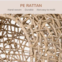 PawHut 20.5" Weaved Cat Bed, Elevated Hand-woven Braided Banana Leaf Kitten House Condo with Cushion, Beige(m-4)