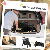 PawHut Dog Stroller for Large Medium Small Dogs up to 66 Lbs. 23.5" in Body Length, One-Click Foldable Pet Cat Stroller with Storage, Shock Absorption Wheels, Mesh Window, Safety Leash, Gray(m-6)