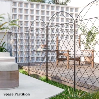 Outsunny Garden Fence, 4 Pack Steel Fence Panels, 11.5' L x 43" H, Rust-Resistant Decorative Border Flower Edging for Yard, Landscape, Patio, Outdoor Decor, Curved Vines(m-6)