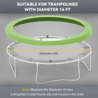 Soozier 14FT Trampoline Spring Cover, Safety Trampoline Pad Replacement, Waterproof and Tear Resistant, All Weather Trampoline Accessories, No Holes for Pole, Green(m-4)
