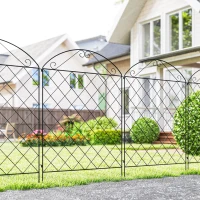 Outsunny Garden Fence, 4 Pack Steel Fence Panels, 11.5' L x 43" H, Rust-Resistant Decorative Border Flower Edging for Yard, Landscape, Patio, Outdoor Decor, Curved Vines(m-2)
