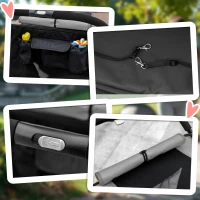 PawHut Dog Stroller for Large Medium Small Dogs up to 66 Lbs. 23.5" in Body Length, One-Click Foldable Pet Cat Stroller with Storage, Shock Absorption Wheels, Mesh Window, Safety Leash, Gray(m-9)